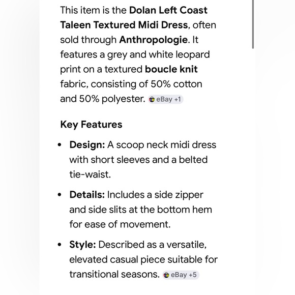 Dolan - Anthropologie Left Coast Taleen Textured Midi Dress belted with slit. - Picture 10 of 10